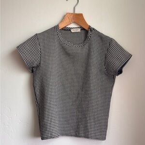 John Galt Black and White Checkered Top